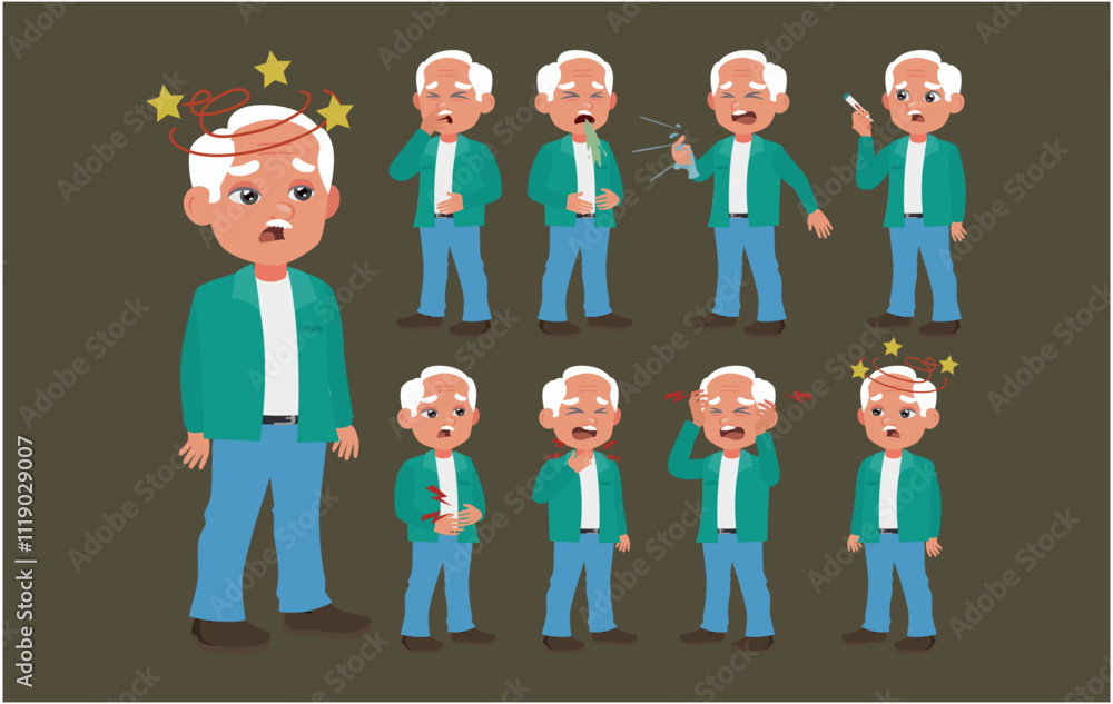 Sick old people with different symptoms
