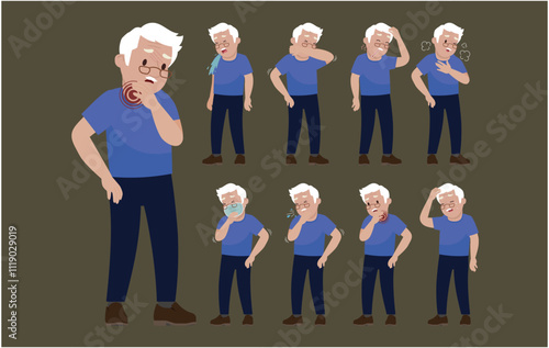 Sick old people with different symptoms