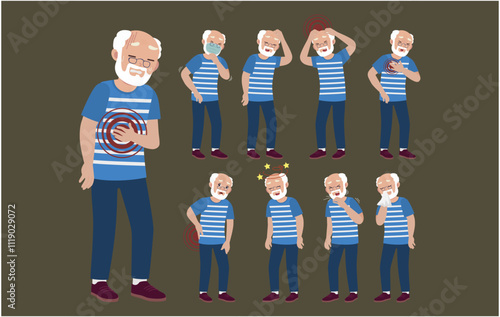 Sick old people with different symptoms