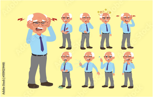 Sick old people with different symptoms