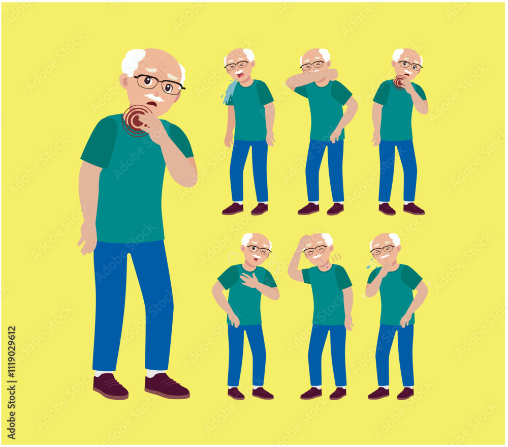 Obraz premium Sick old people with different symptoms