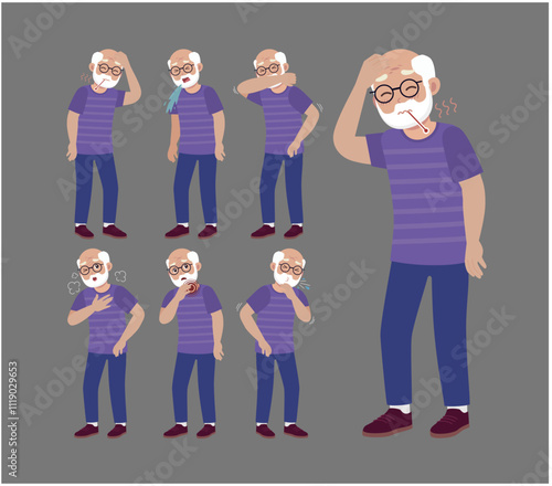 Sick old people with different symptoms