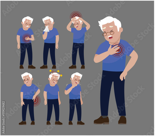 Sick old people with different symptoms