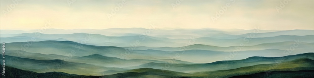 Obraz premium Serene Misty Mountainscape A Tranquil View