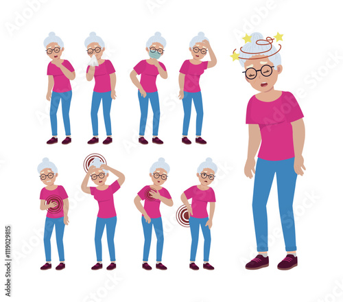 Sick old people with different symptoms