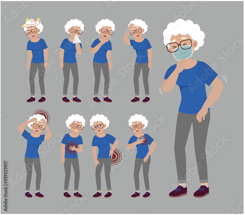 Sick old people with different symptoms