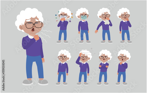 Sick old people with different symptoms
