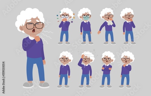 Sick old people with different symptoms