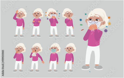 Sick old people with different symptoms