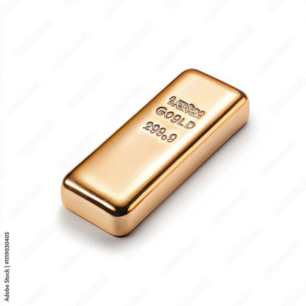 Gold Bar on White Background with Clean and Crisp Design Gold Bar on White Background with Clean and Crisp Design