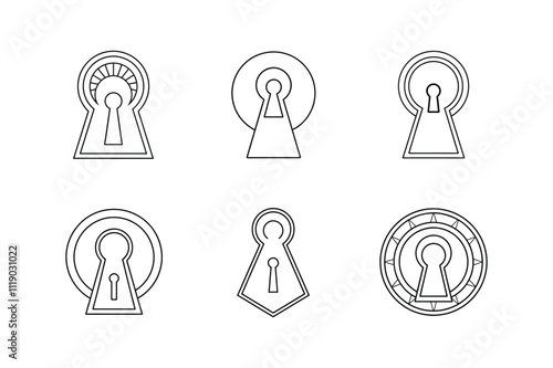 keyhole icon line art vector illustration