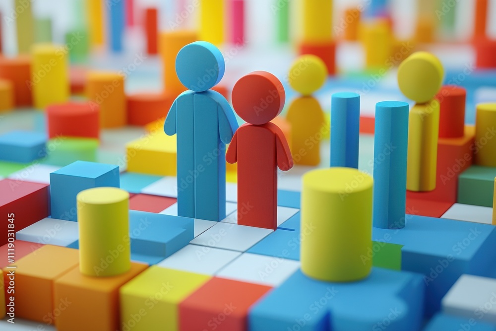 Engaging interaction between colorful figures on a vibrant board abstract concept playful environment close-up view creative design Engaging interaction between colorful figures on a vibrant board abstract concept playful environment close-up view creative design