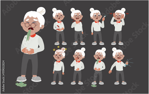 Sick old people with different symptoms
