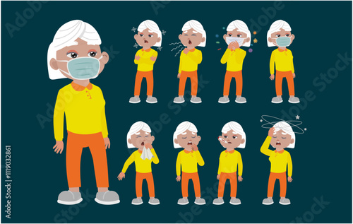 Sick old people with different symptoms