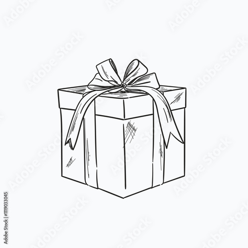 gift boxes line art with ribbon, gift and surprise