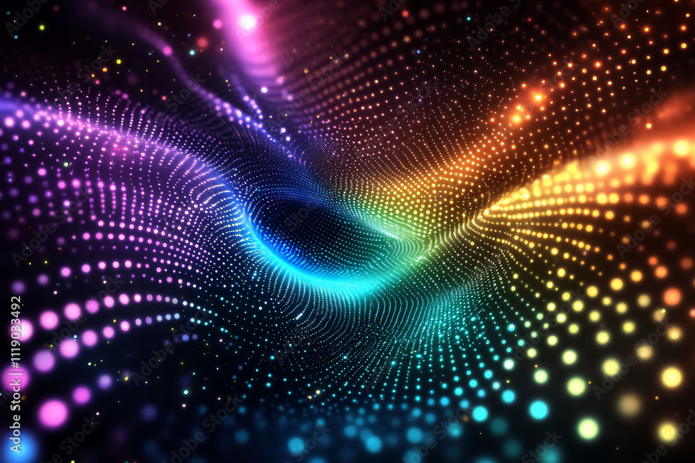 Colorful abstract wave of light and dots. Colorful abstract wave of light and dots.
