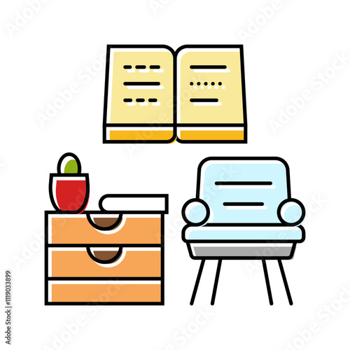 cozying up with a book autumn color icon vector. cozying up with a book autumn sign. isolated symbol illustration