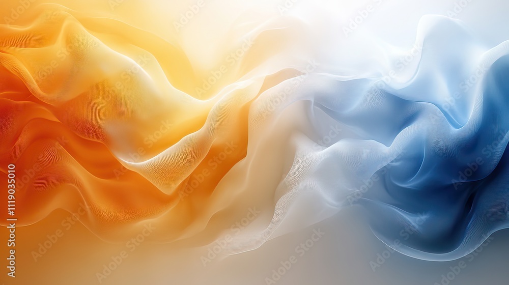 Yellow, orange, blue, and white blend together in a soft and blurry abstract background