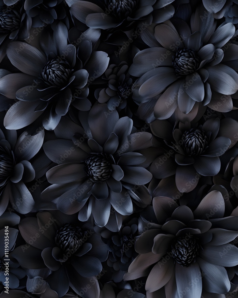 A close-up of dark flowers creating a rich, textured pattern. A close-up of dark flowers creating a rich, textured pattern.