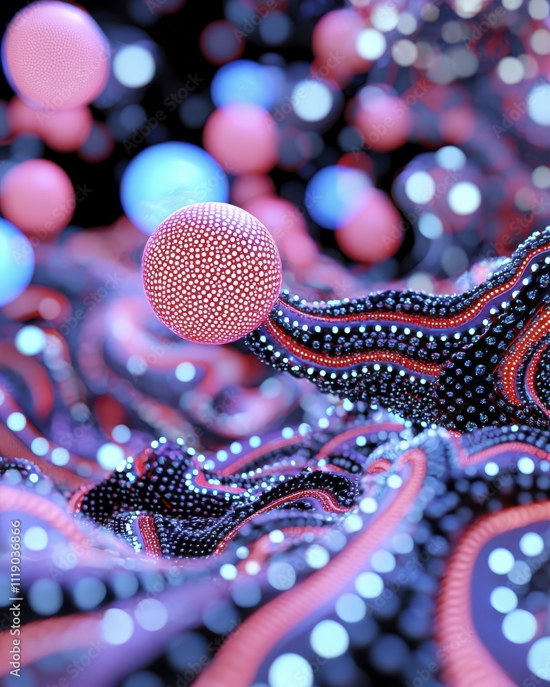 Obraz premium Abstract Pink & Blue 3D Sphere Texture | Neon colors