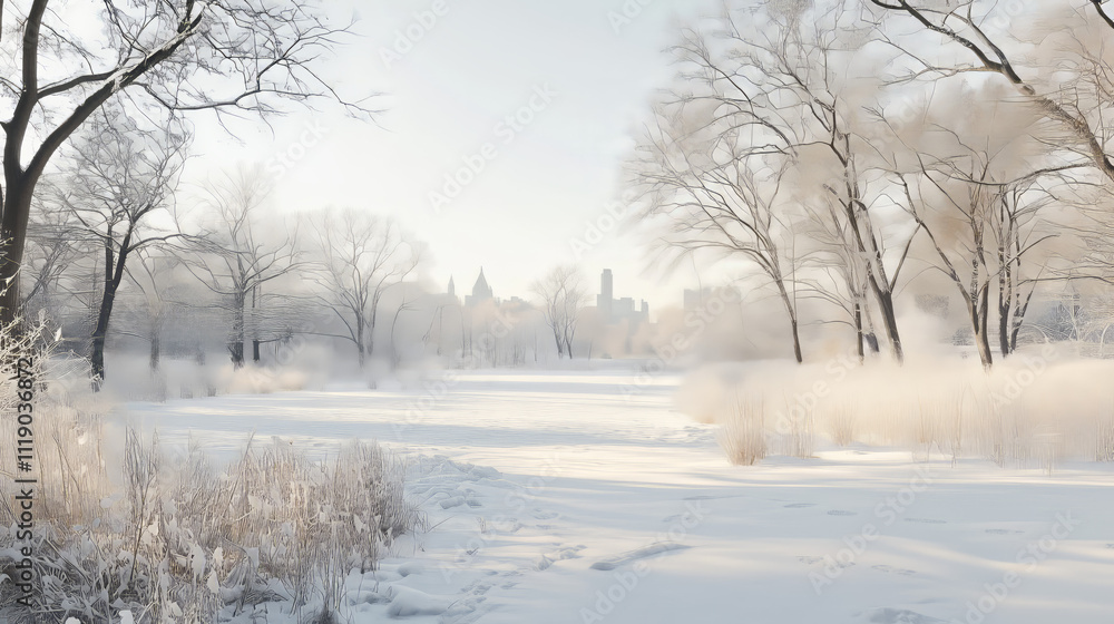Winter Wonderland with a City Skyline Winter Wonderland with a City Skyline