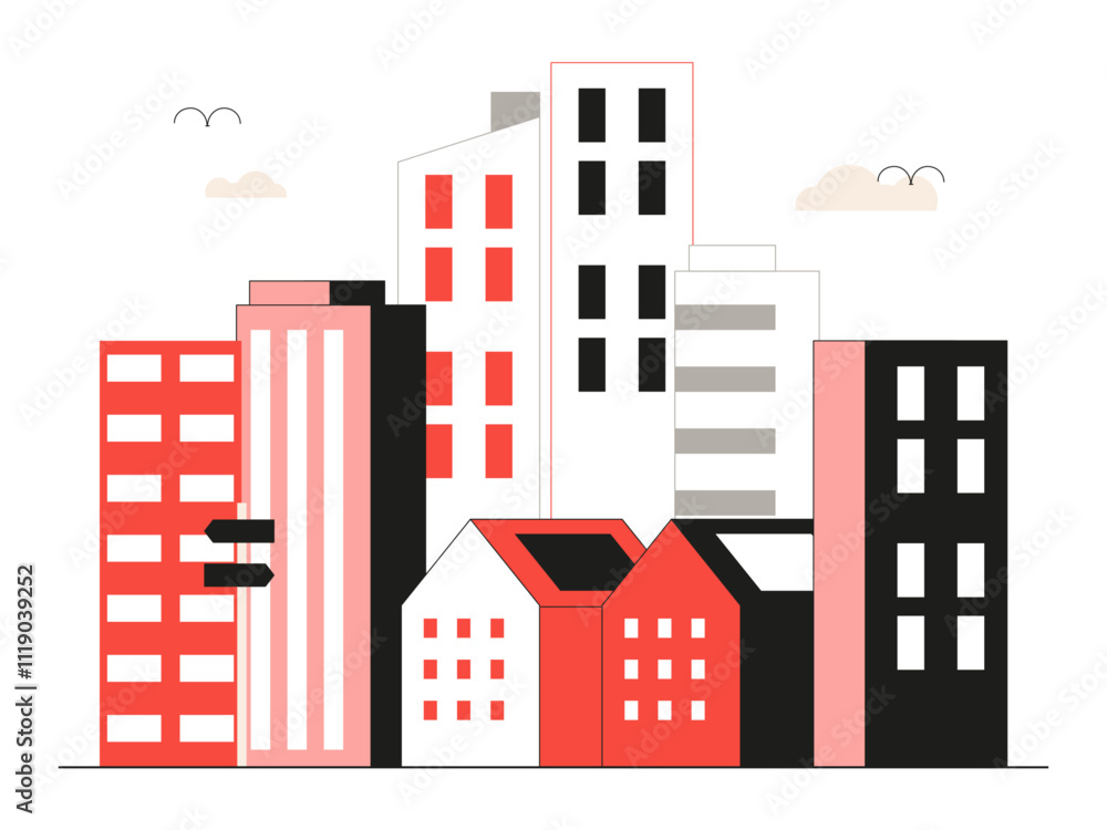 Obraz premium City landscape. City illustration. Flat vector illustrations