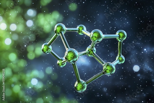 Green Molecule 3D Render, Science Background | Abstract backgrounds photo