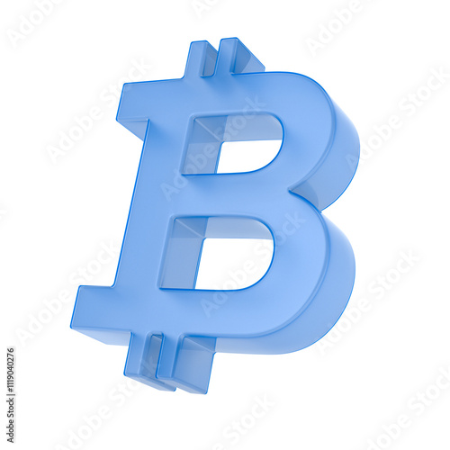 Glass bitcoin on white back...