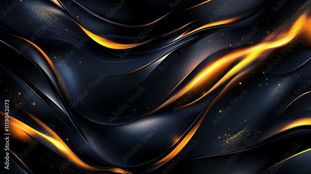 Fototapeta premium Modern Abstract Background with Golden Lines and Waves