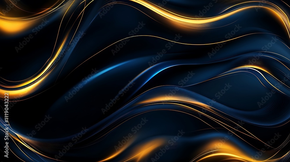 Obraz premium Modern Abstract Background with Golden Lines and Waves