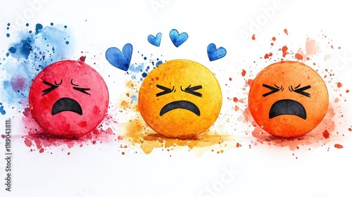 Emotional expressions colorful sadness happiness and anger in a vibrant abstract art setting photo