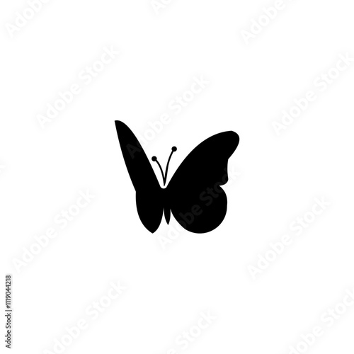 black and white butterfly icon shape