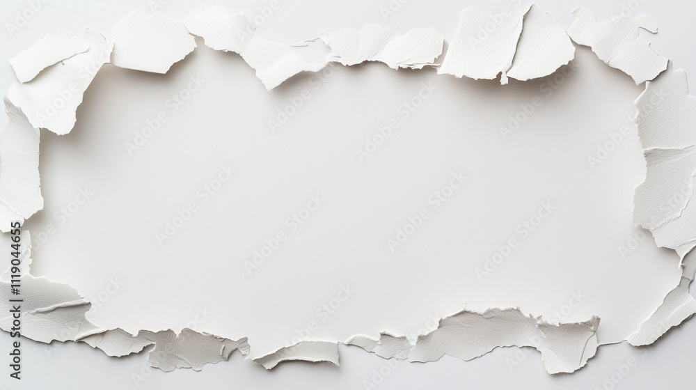 Ripped Paper Frame: Abstract texture of torn paper with a rectangular space in the center, ideal for adding text or images. Perfect for distressed, grunge, or vintage designs. Ripped Paper Frame: Abstract texture of torn paper with a rectangular space in the center, ideal for adding text or images. Perfect for distressed, grunge, or vintage designs.