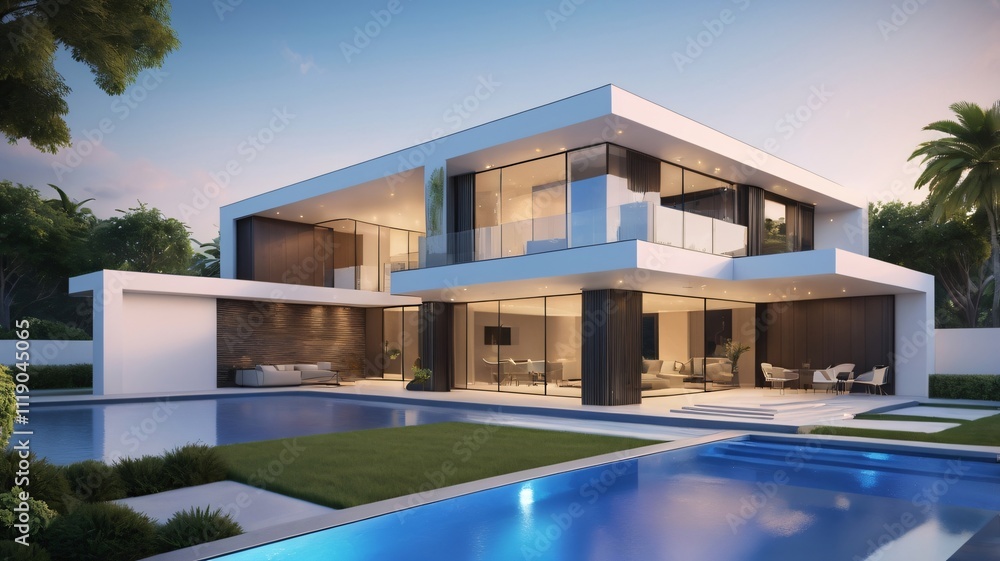 Modern Luxury Villa with Infinity Pool and Tropical Landscape Modern Luxury Villa with Infinity Pool and Tropical Landscape
