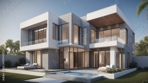 Modern Luxury Villa Two Story Home Private Pool Exterior Design