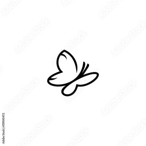 black and white butterfly icon shape