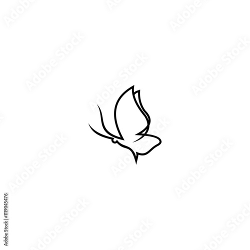 black and white butterfly icon shape