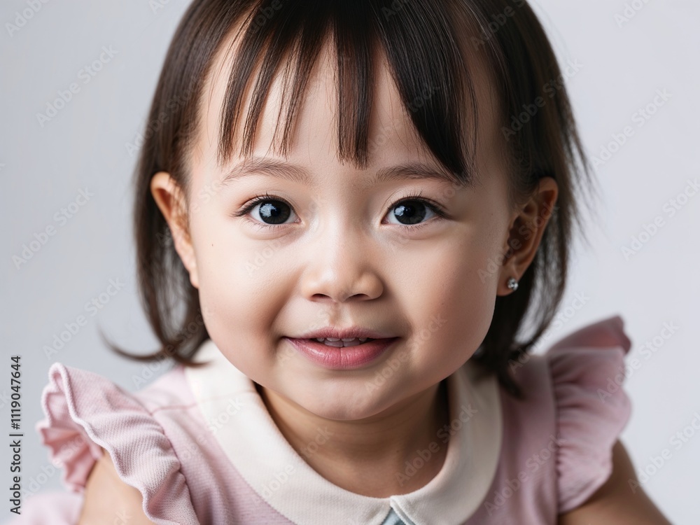 Cute toddler girl smiling cutely and happily in a professional studio shot Cute toddler girl smiling cutely and happily in a professional studio shot