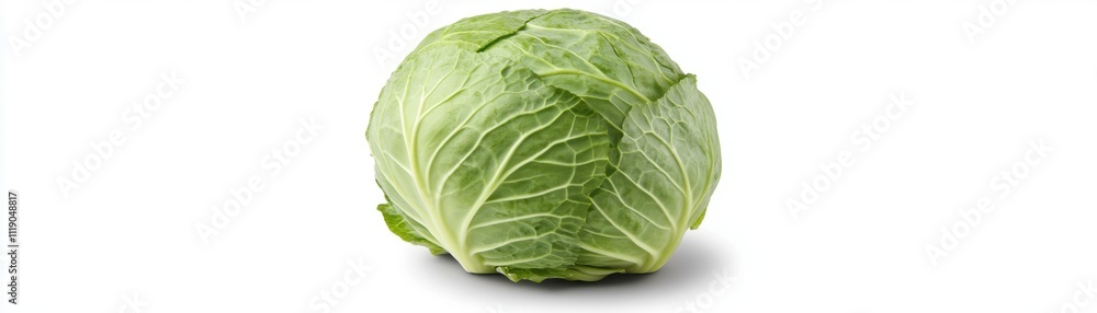 Isolated Fresh Green Cabbage Head, Perfect for Salads and Vegetarian Dishes Isolated Fresh Green Cabbage Head, Perfect for Salads and Vegetarian Dishes