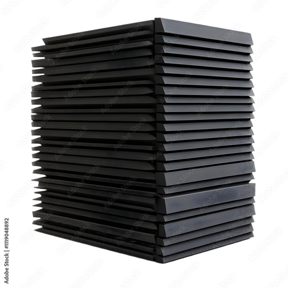 Stacked black objects studio product photography modern environment close-up view design concept for visual appeal Stacked black objects studio product photography modern environment close-up view design concept for visual appeal