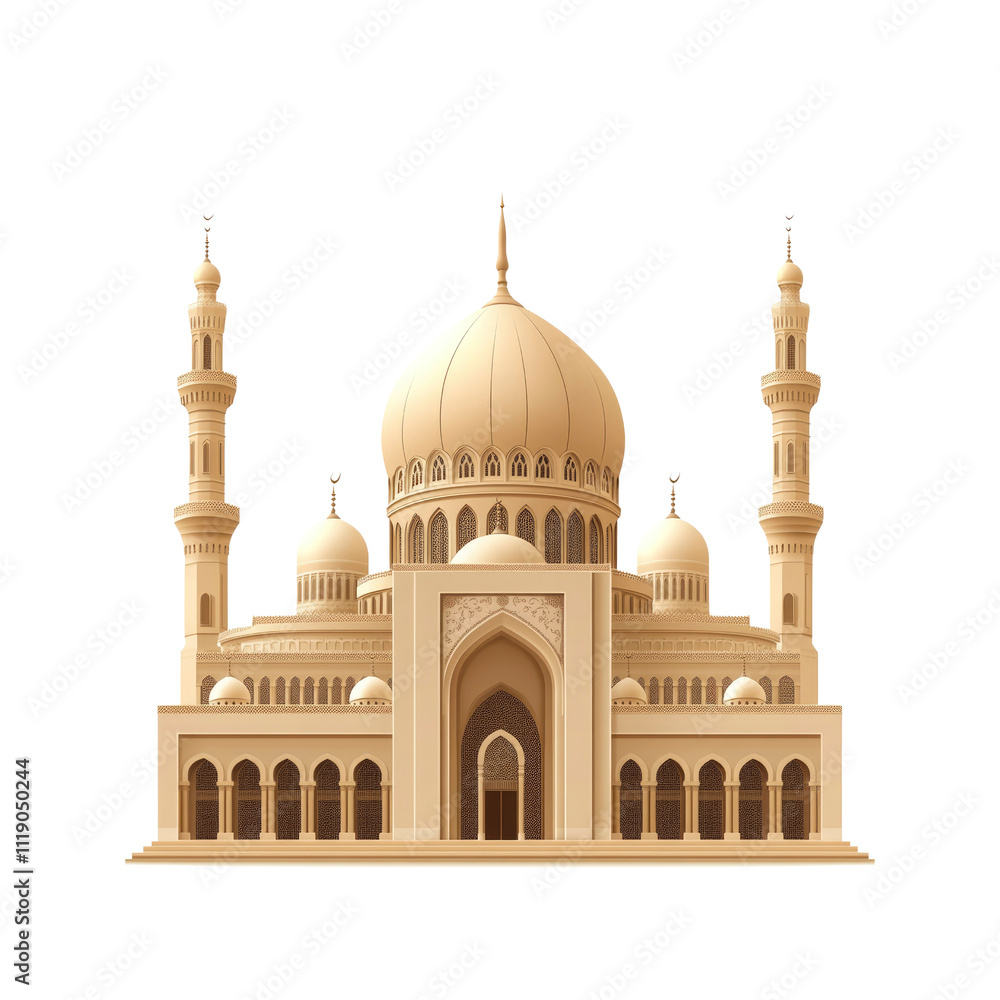 Fototapeta premium Majestic Islamic Mosque Architecture Detailed Illustration