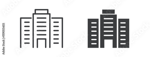 Apartment building icon. Line and glyph solid icon. Editable stroke and Perfect pixel isolated on clean transparent background. Vector illustration.