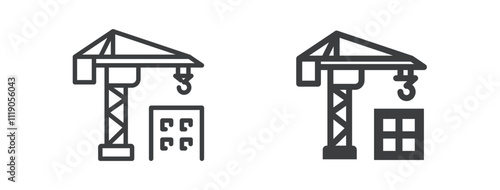 Construction icon. Line and glyph solid icon. Editable stroke and Perfect pixel isolated on clean transparent background. Vector illustration.