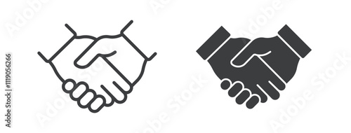 Agreement, deal, handshake icon. Line and glyph solid icon. Editable stroke and Perfect pixel isolated on clean transparent background. Vector illustration.