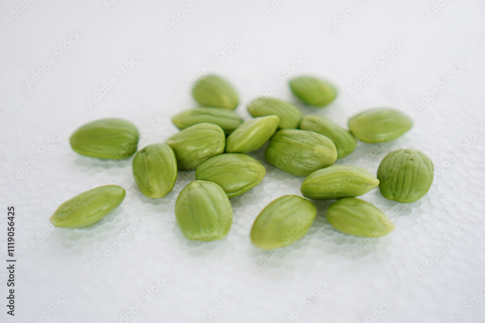 Petai beans isolated on white background Petai beans isolated on white background