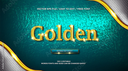 3D rendering golden text effect animation