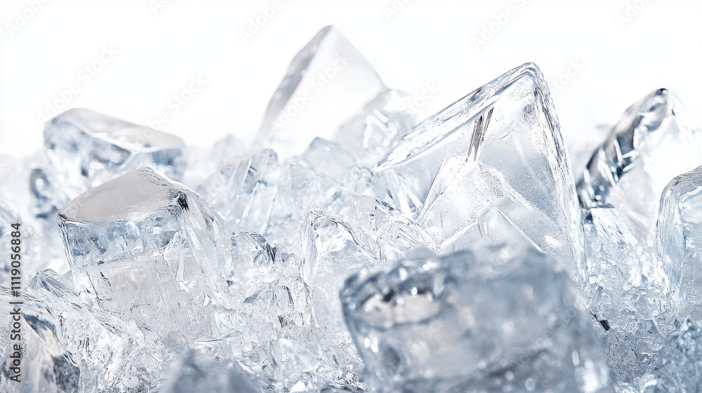 Ice Cubes, Crystal, Texture, Background, Closeup Ice Cubes, Crystal, Texture, Background, Closeup