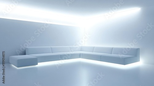 Wallpaper Mural Modern Sectional Sofa in a Minimalist White Room Torontodigital.ca