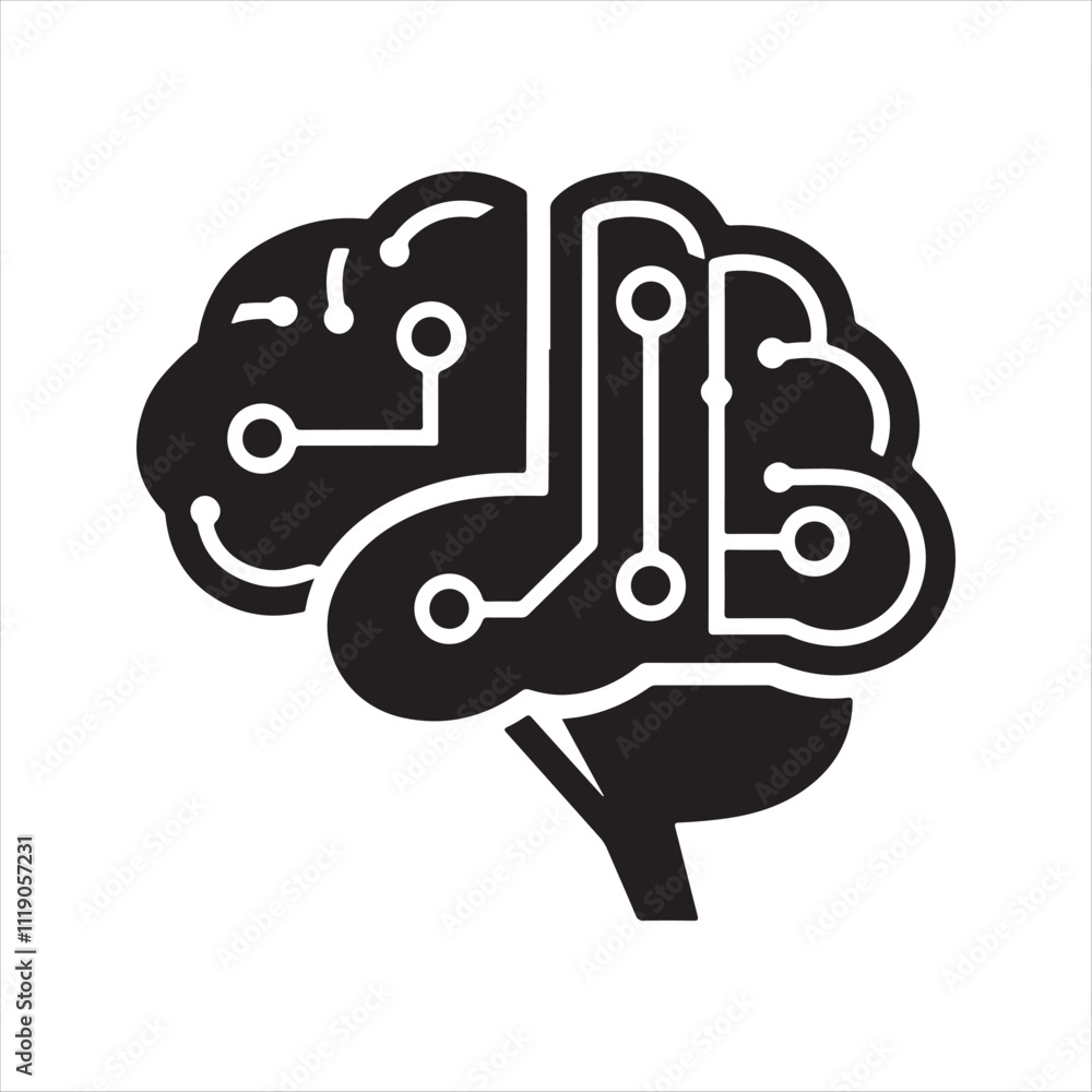 Brain with circuits. circuit board in brain shape. Brain with circuits. circuit board in brain shape.