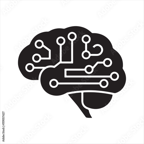 Brain with circuits. circuit board in brain shape.